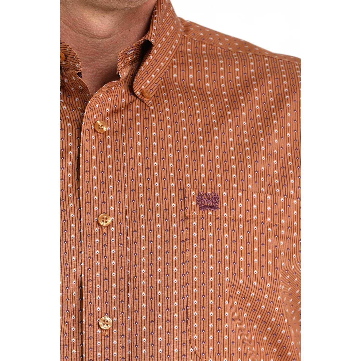 Cinch Men's Long Sleeve Print Shirt- Brown - MTW106002X-3X