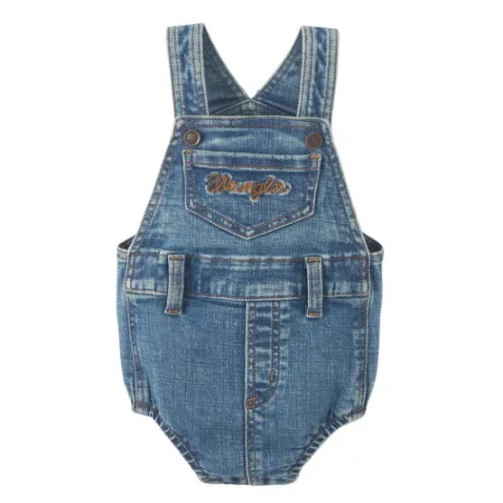 Wrangler Baby Girl Denim Overall Romper - Gianna, Size: 0-3