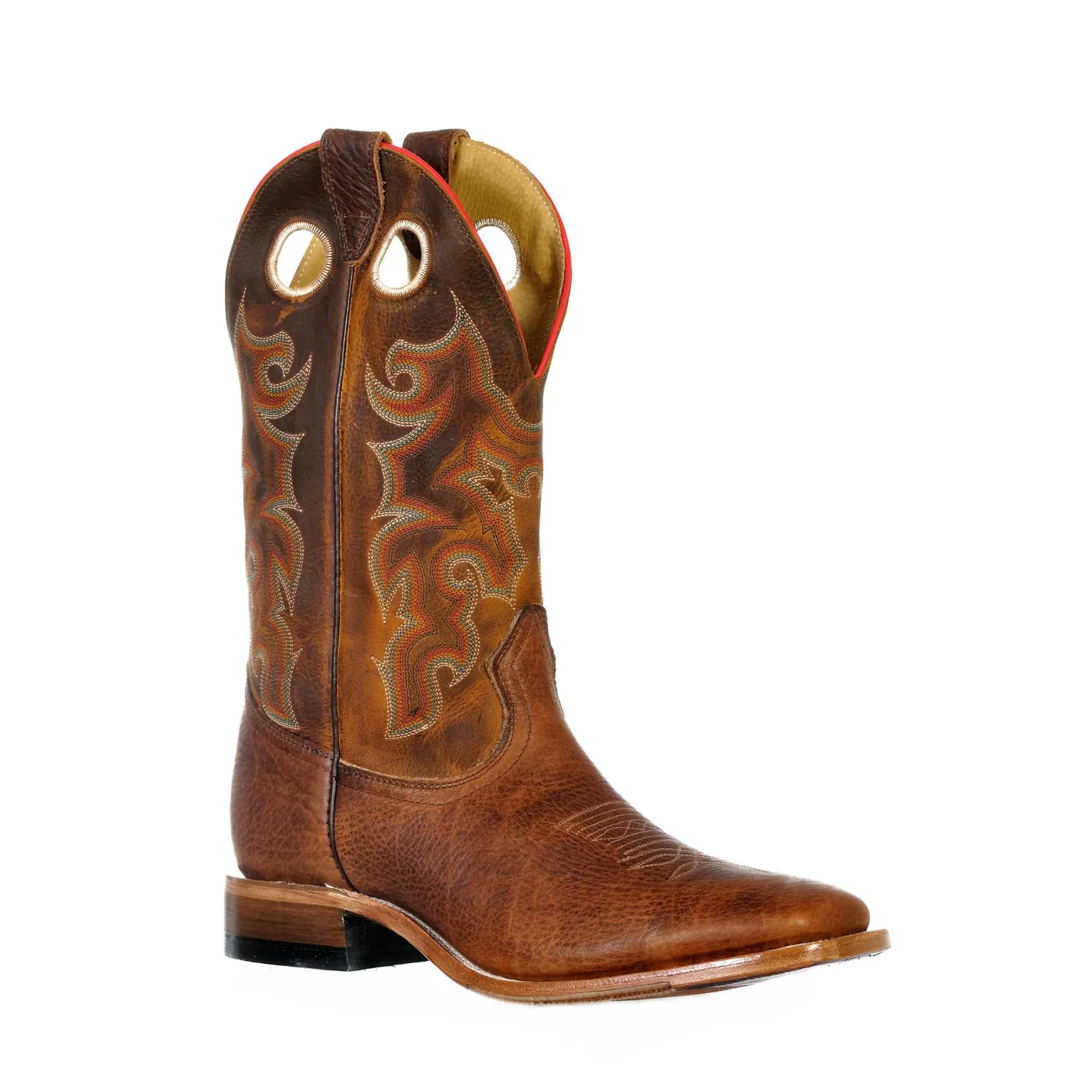 Boulet Men's Wide Square Toe Western Boots - Rough Rider Ambergold/Shrunken Bomber, Size: 7