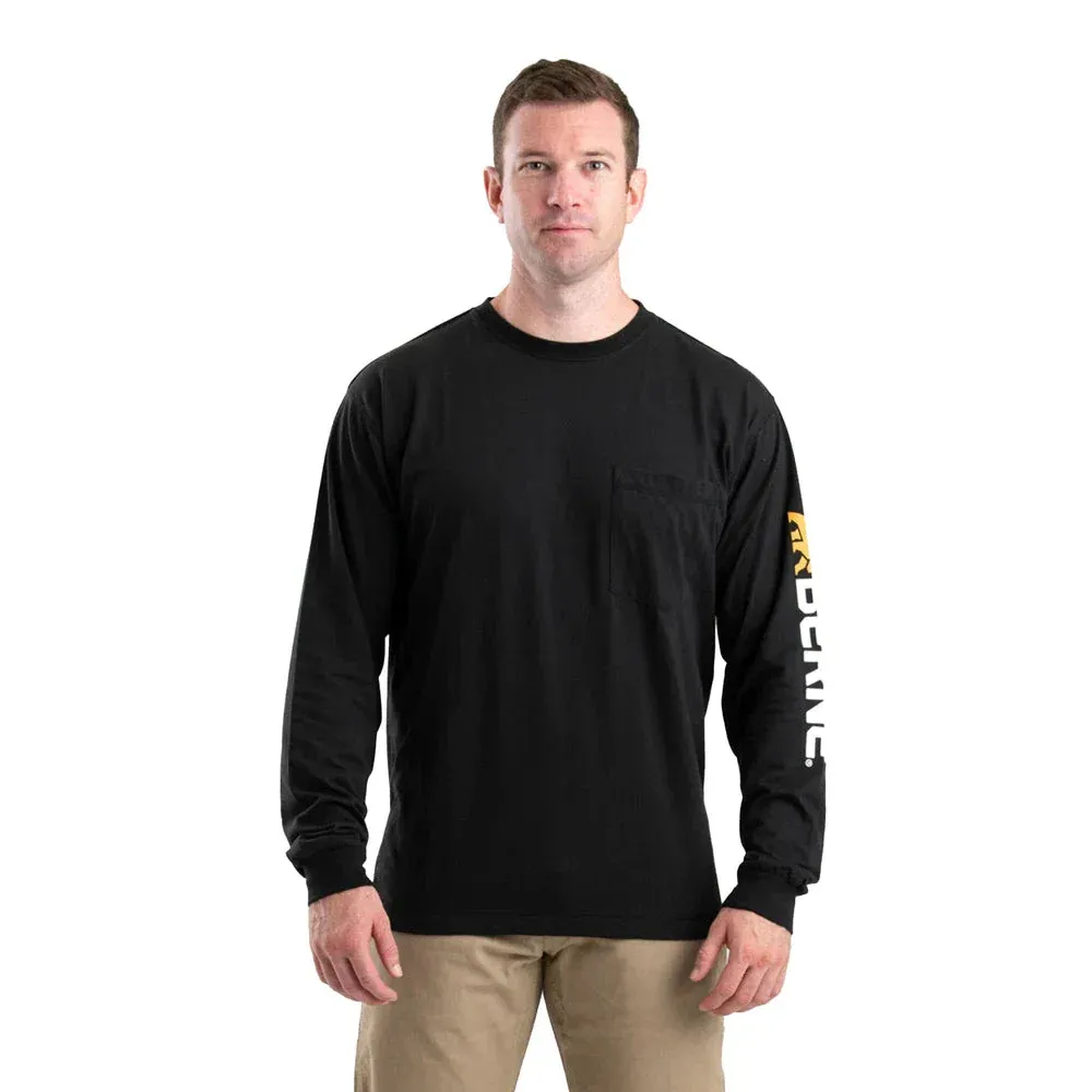 Berne Men's Signature Long Sleeve Performance Shirt, Color: Black, Size: 2XL