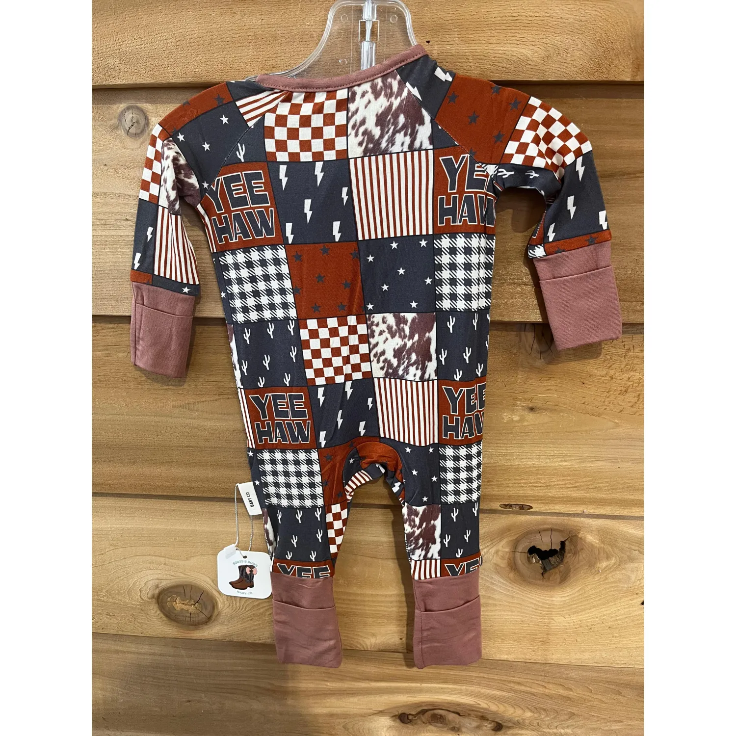 Boots &amp; Bows YeeHaw Squares Infant Sleeper