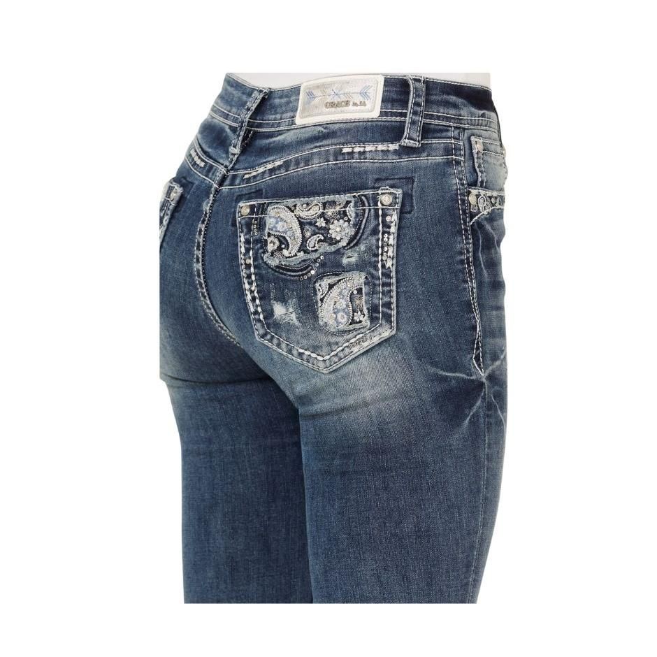 Grace in LA Women's Jeans - Paisley Trim