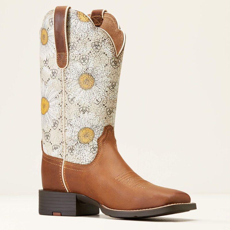 Ariat Women's Round Up Wide Square Toe Western Boots - Canyon Brown