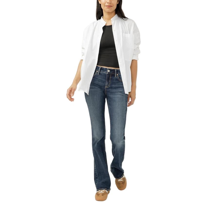 Silver Elyse Mid Rise Bootcut Jeans- Hyde Park