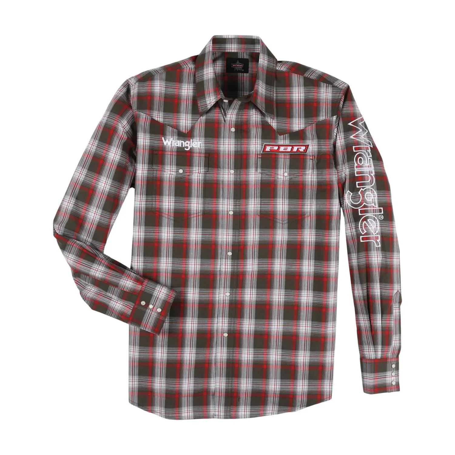 Wrangler Men's Long Sleeve PBR Logo Shirt - Red, Size: XLT