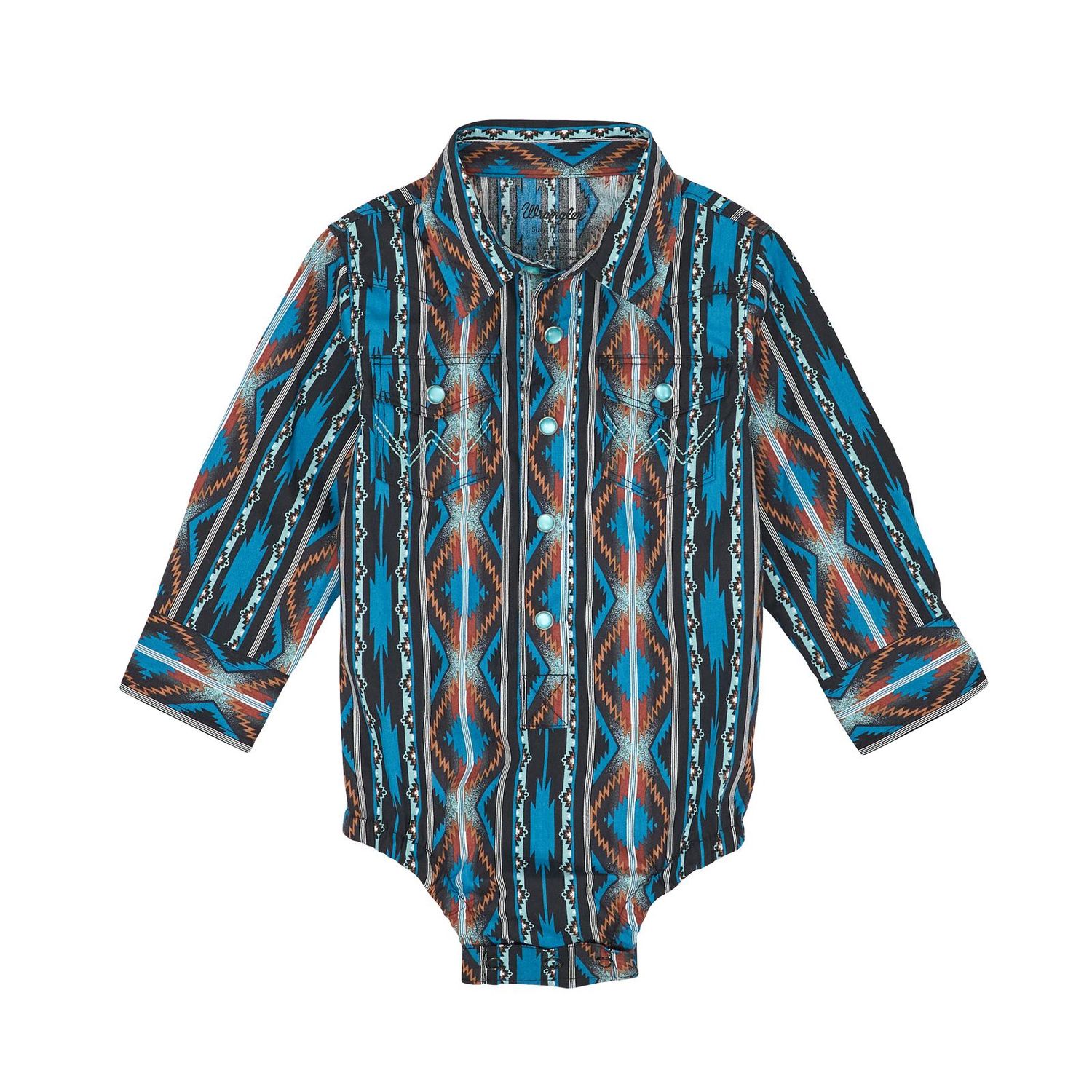 Wrangler Baby Boy Long Sleeve Bodysuit - Turq Multi