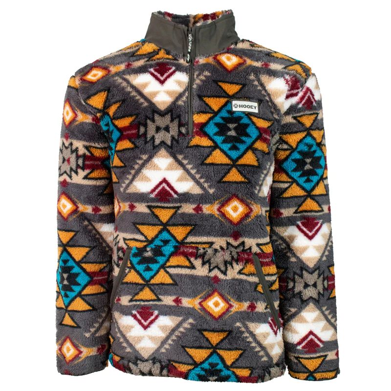 Hooey Mens Fleece Pullover - Brown/Aztec