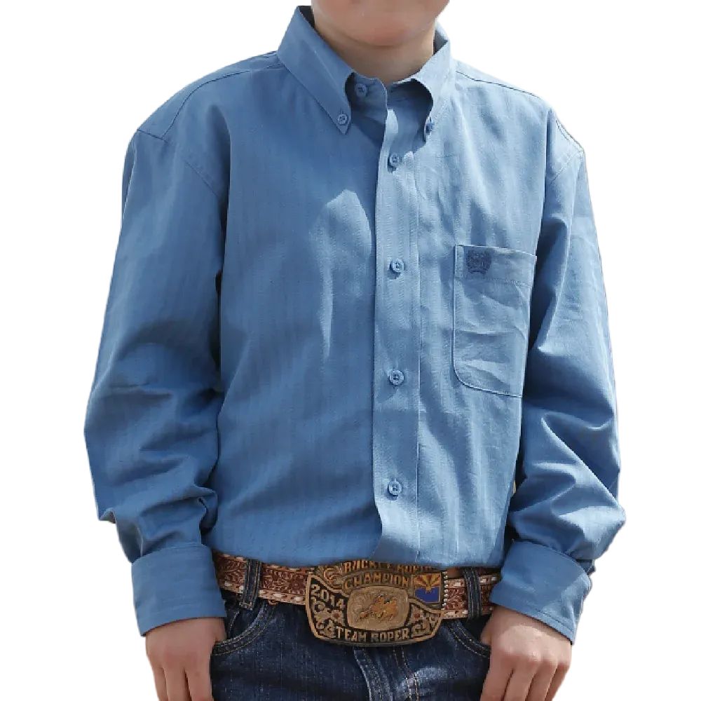 Cinch Boys Solid Western Shirt - Blue