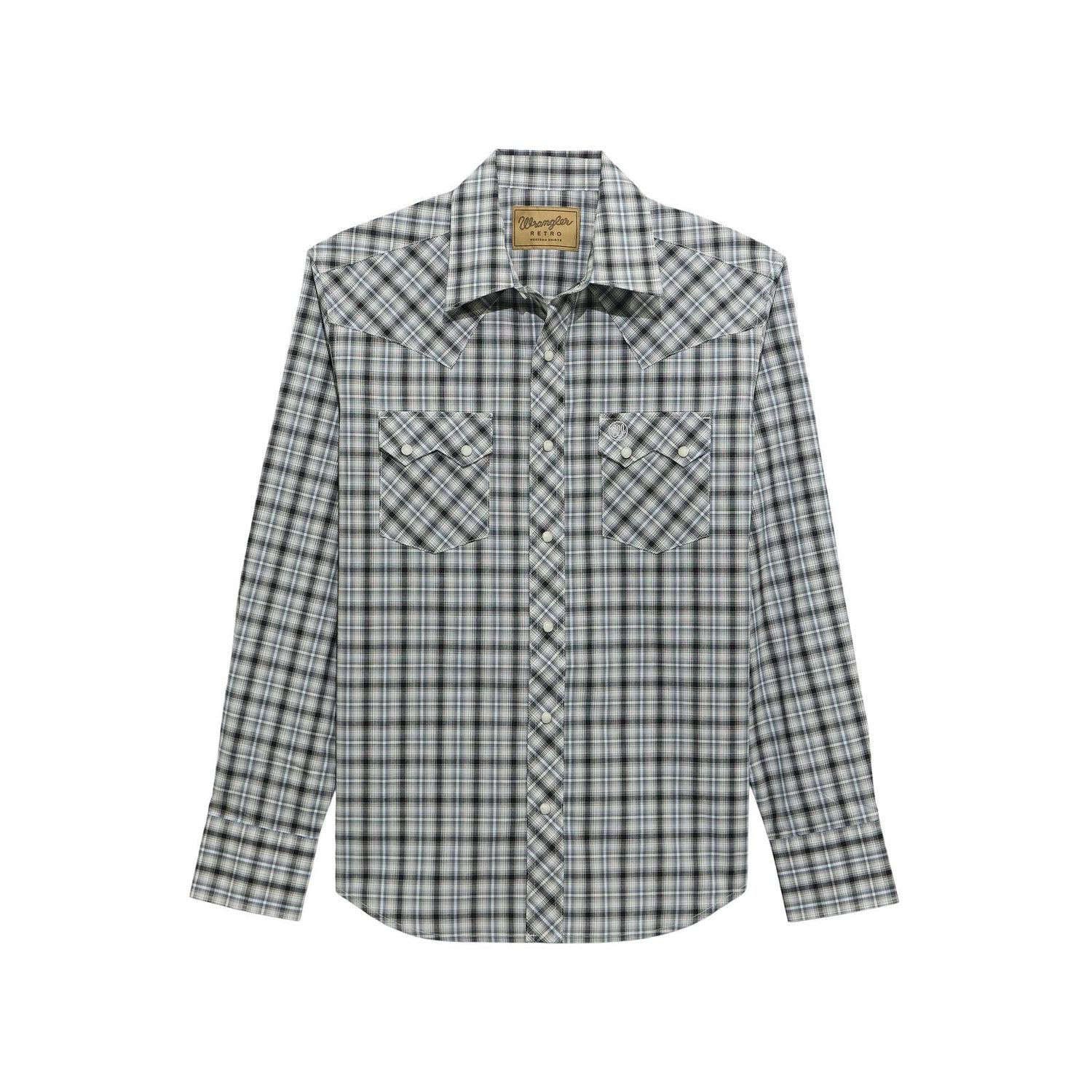 Wrangler Men's Retro Long Sleeve Modern Fit Plaid Shirt - Black Multi