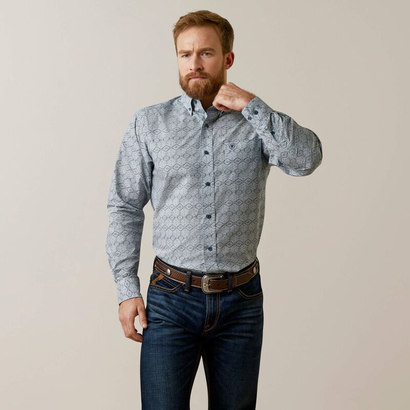 Ariat Men's Orville FTD LS Shirt Fitted Blue
