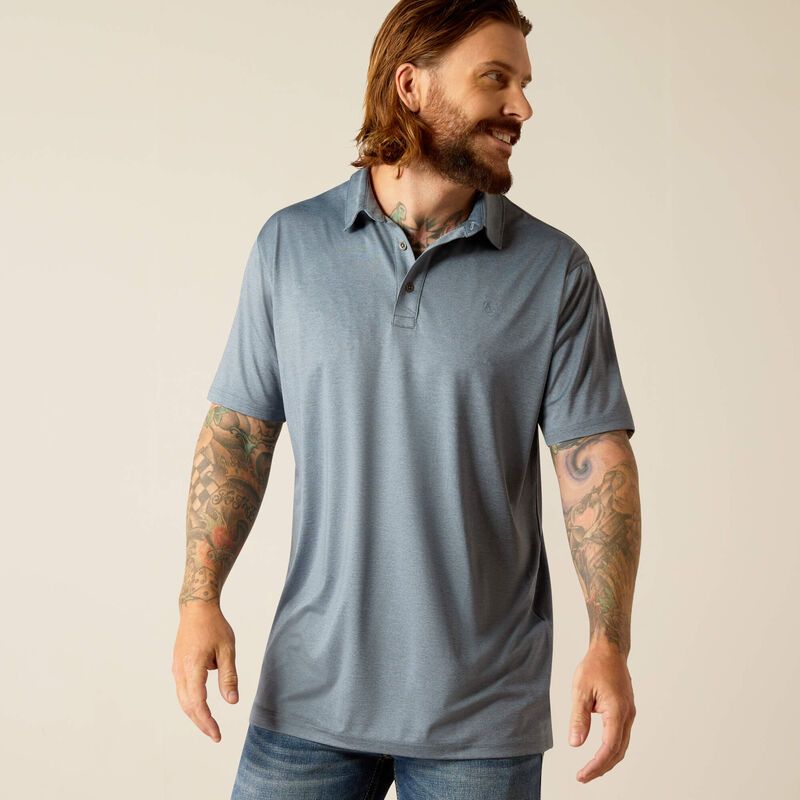 Ariat Men's Charger 2.0 Modern Short Sleeve Polo Shirt - Newsboy Blue