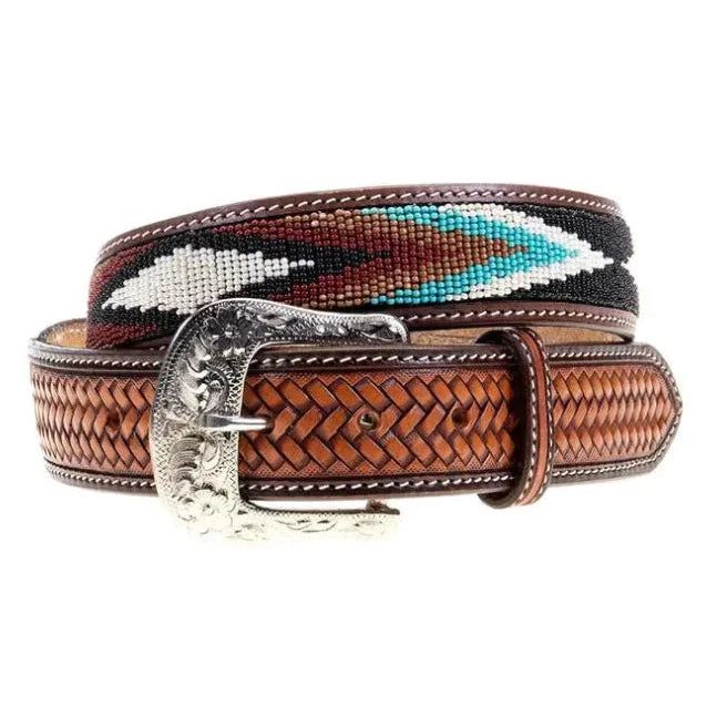 Ranger Belt Co. Men's Southwest Beaded Inlay Belt - Red/Turquoise/Brown