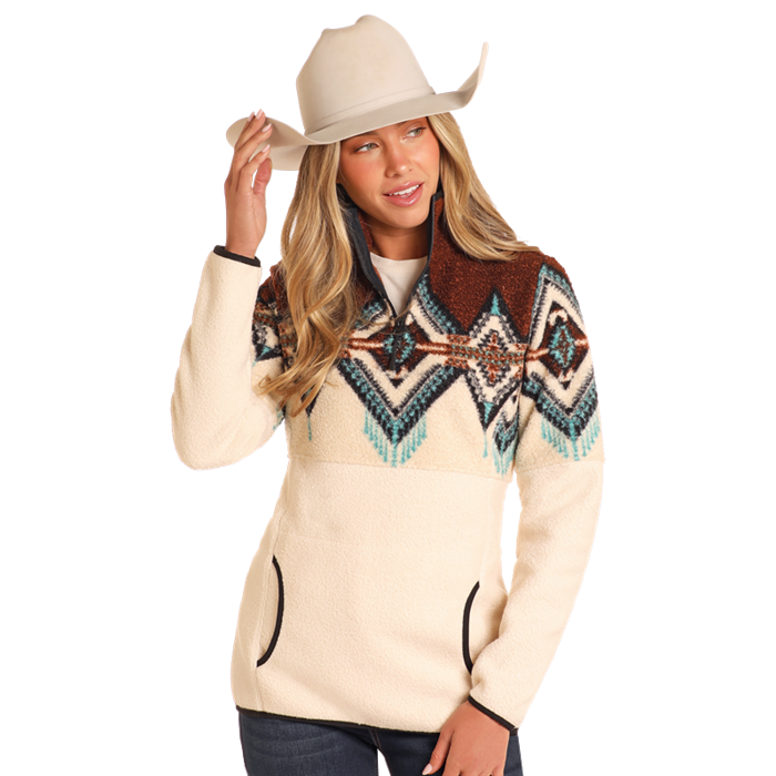 Powder River Women's Border Berber Pullover - Dark Brown