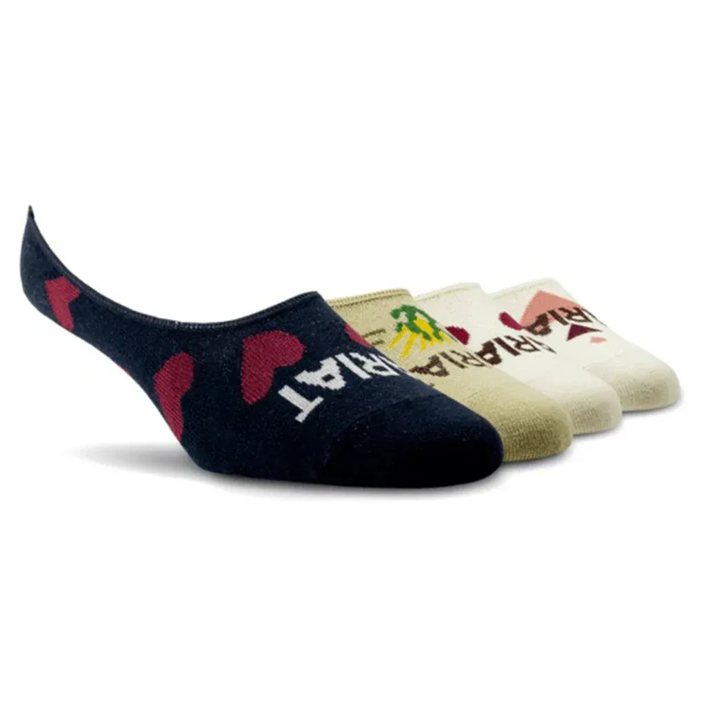 Ariat Women's No Slip No Show Socks (4 Pack) - Tan/Navy/Natural