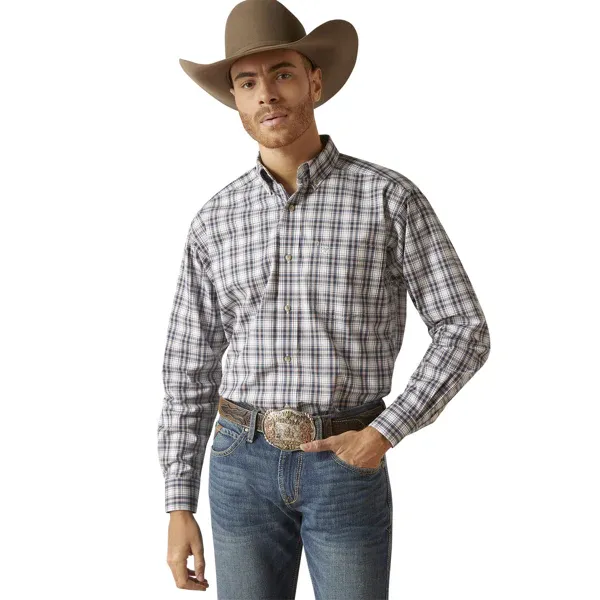 Ariat Men's Pro Series Gradon Classic Fit Long Sleeve Western Shirt - White, Size: XS
