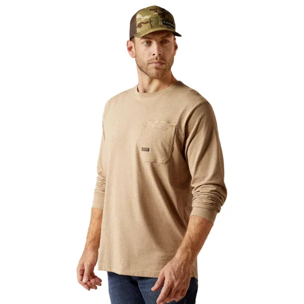 Ariat Men's Rebar Workman Born For This T-Shirt - Oatmeal Heather, Size: 3XL