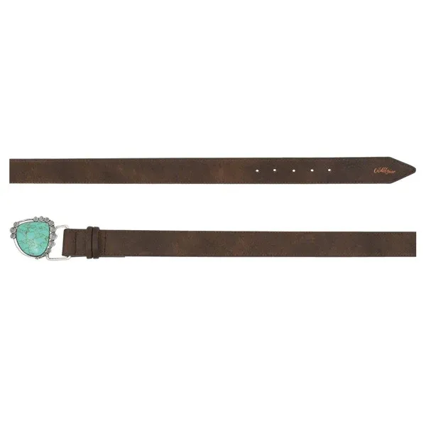 Catchfly Women's Brown Belt with Faux Turquoise Buckle