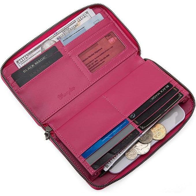 Wrangler Leather Embroidered Wallet/Wristlet - Multiple Colours