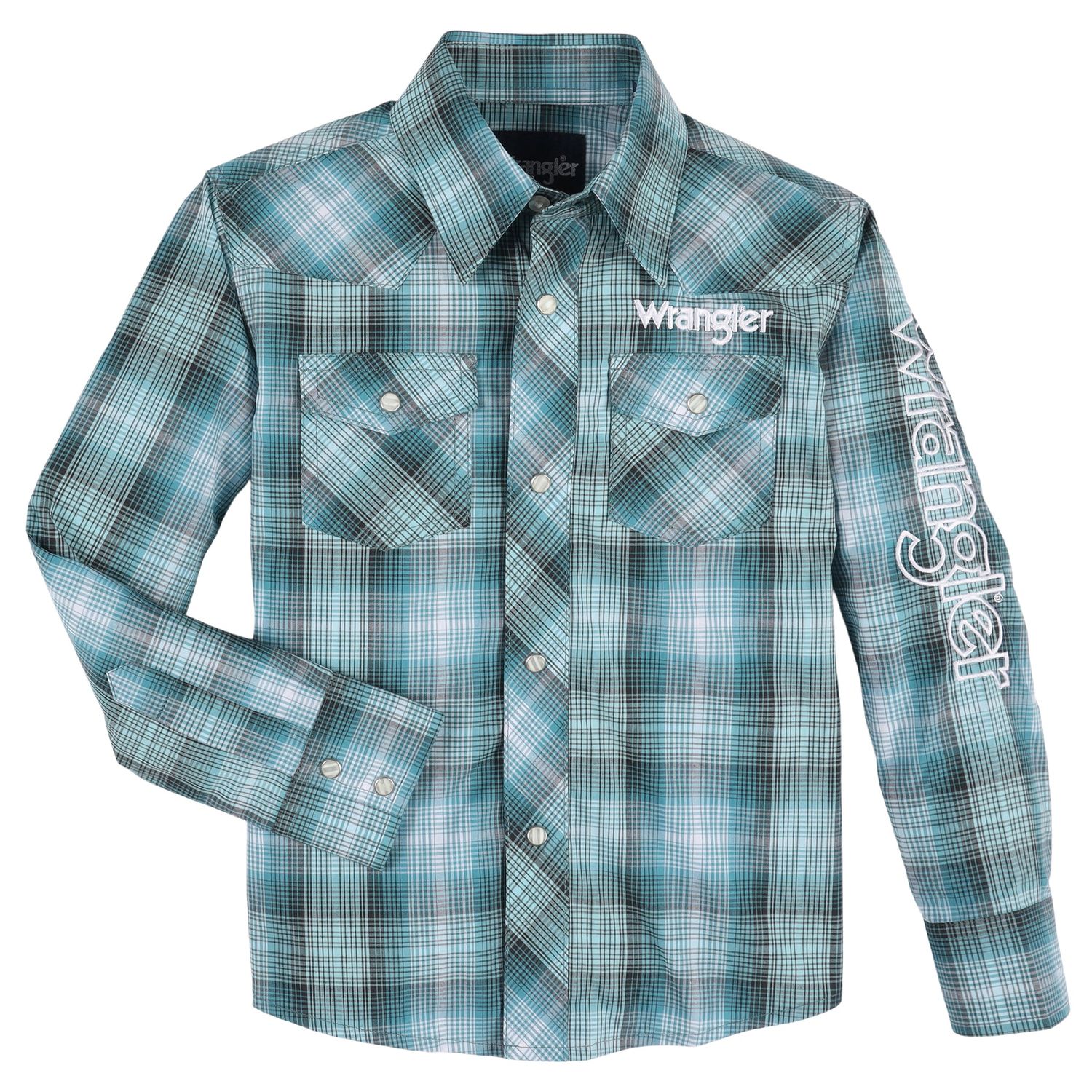 Wrangler Boy's Logo Long Sleeve Shirt - Blue