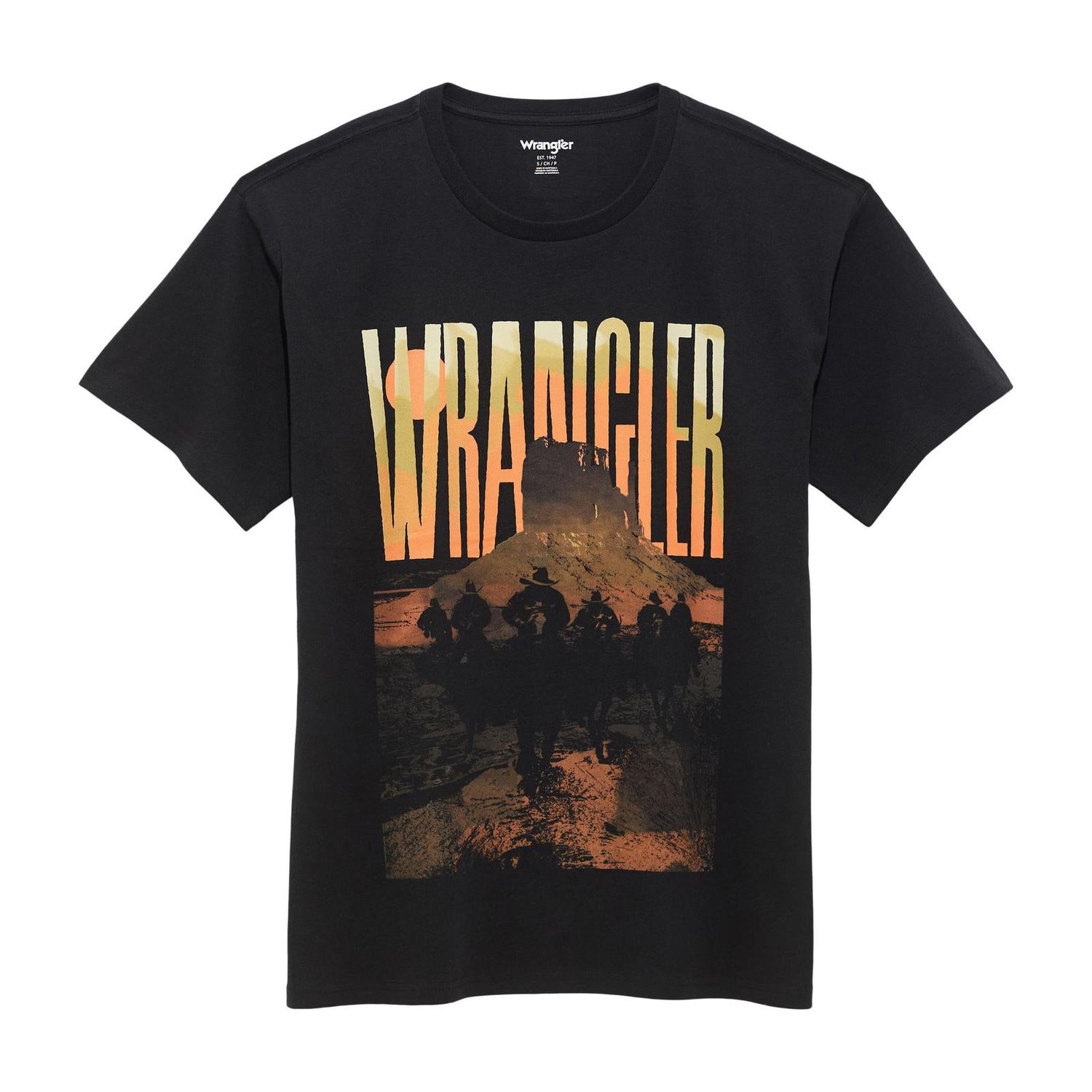 Wrangler Women's Retro Graphic Wrangler Riders Short Sleeve Oversized Tee Shirt-Black Beauty