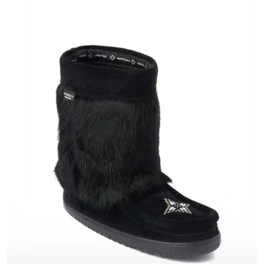 Manitobah Waterproof Half Suede Mukluks, Colour: Black, Size: 5