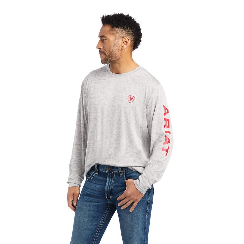 Ariat Men's Charger Logo LS T-Shirt Grey Heather