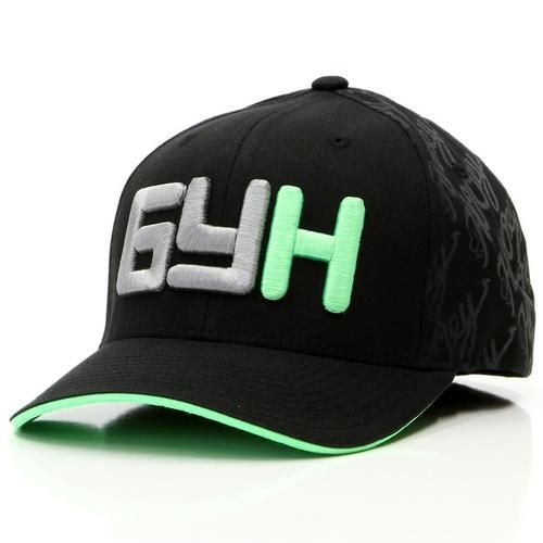 Hooey Flexfit Cap - Black w/Neon Green Underbill, Size: 1