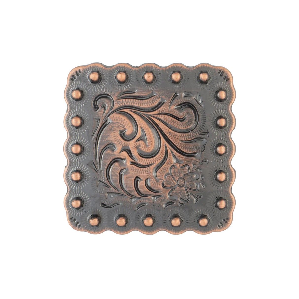 Square Floral Berry Concho-Antique Copper