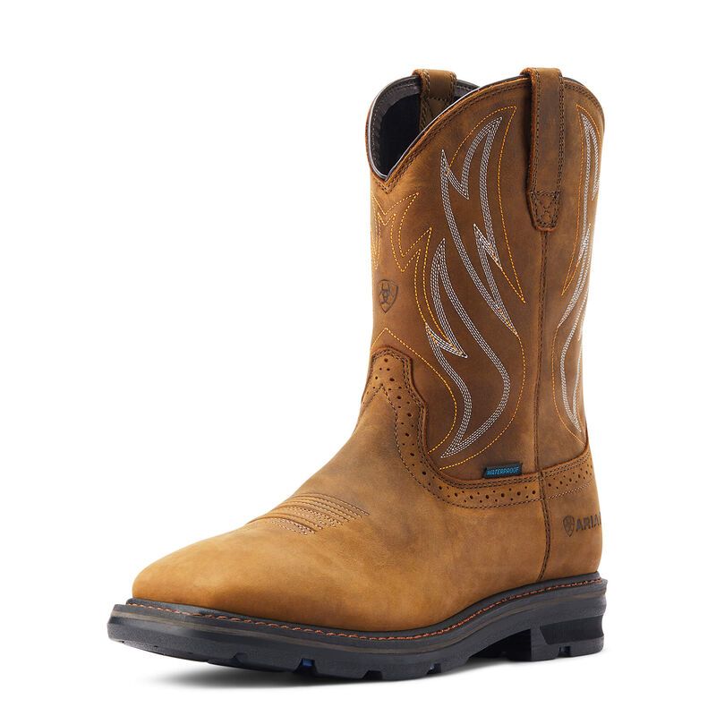 Ariat Men's Sierra Shock Shield Waterproof Work Boot - Distressed Brown