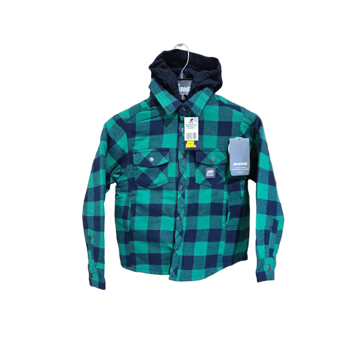 Berne Youth Hooded Flannel Shirt Jacket - BSH78PKNR