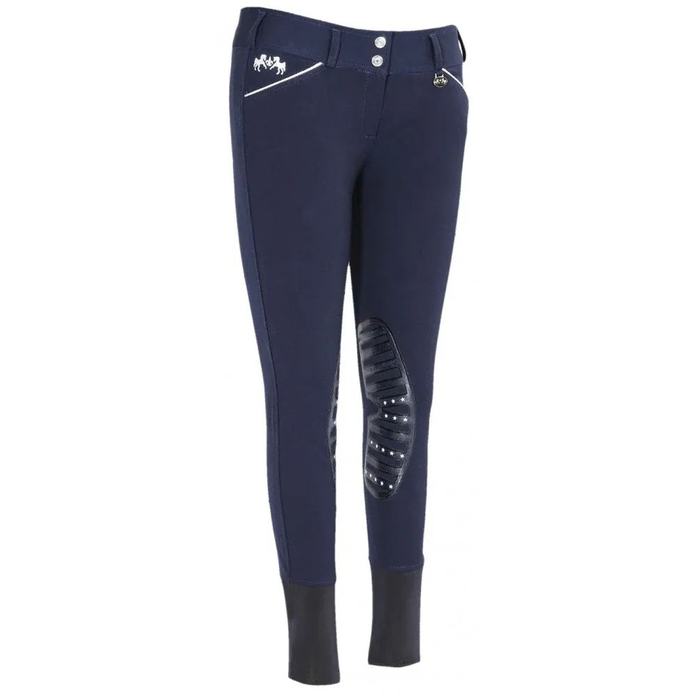 Equine Couture Brittini Knee Patch Breech, Color: Navy, Size: 24