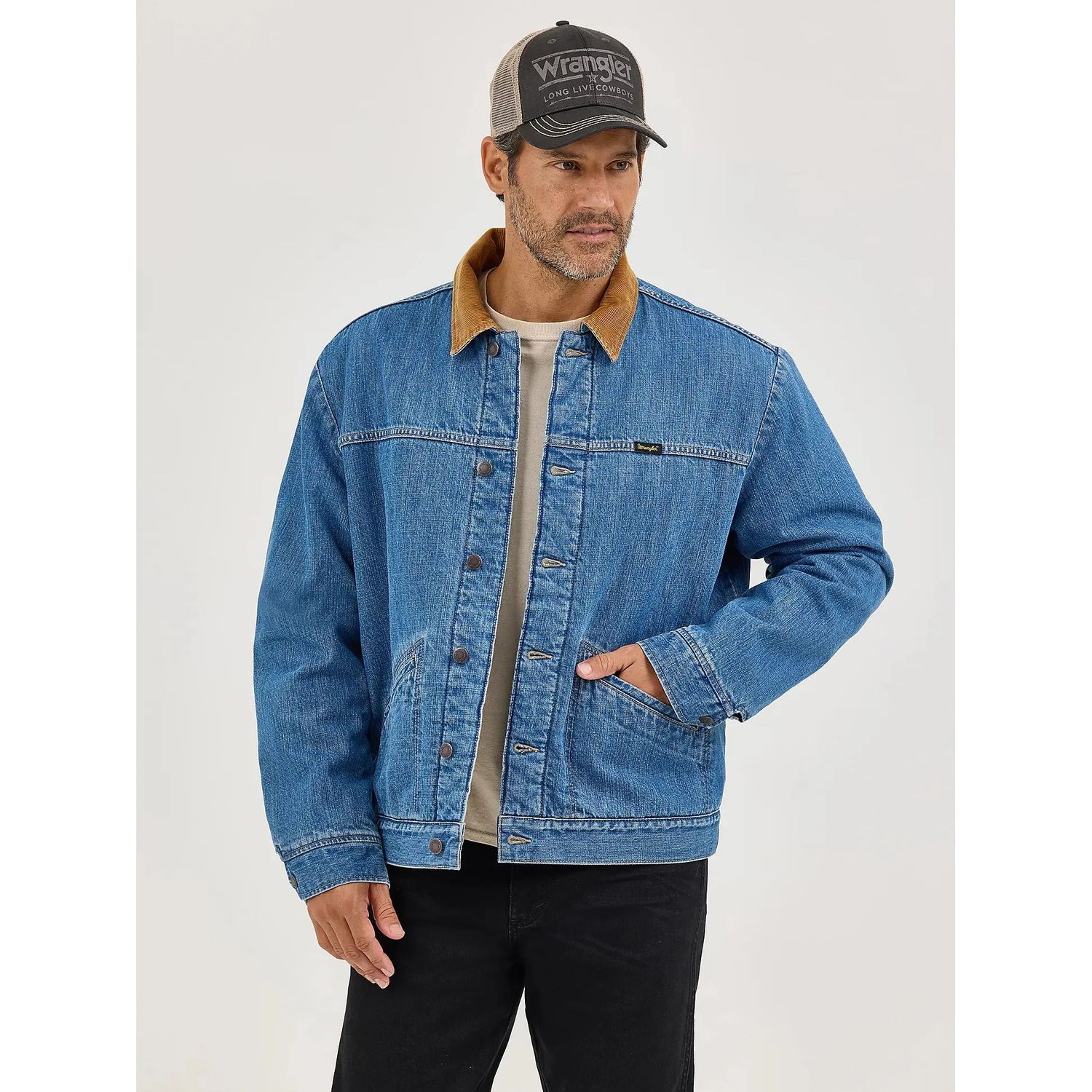 Wrangler Men's Sherpa Lined Denim Jacket - Antique Indigo
