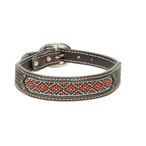 Weaver Leather Beaded Basket Weave Dog Collar 1"