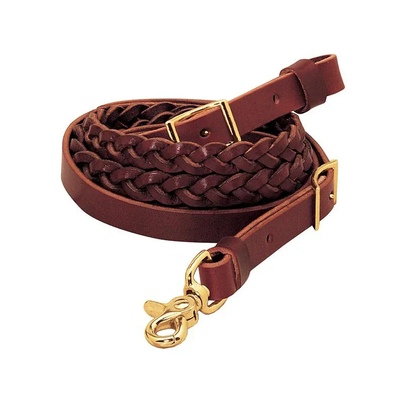 Weaver Leather Latigo Leather 3-Plait Roper Rein 5/8" - Burgundy, Size: 5/8"x7'