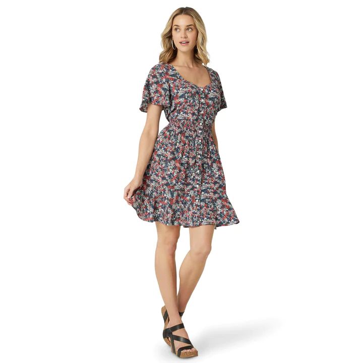 Wrangler Women's Retro Flutter Hem Snap Front Dress - Floral