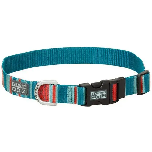 Weaver Snap-N-Go Dog Collar, Colour: C14-TEAL/RED STRIPE, Size: SMALL