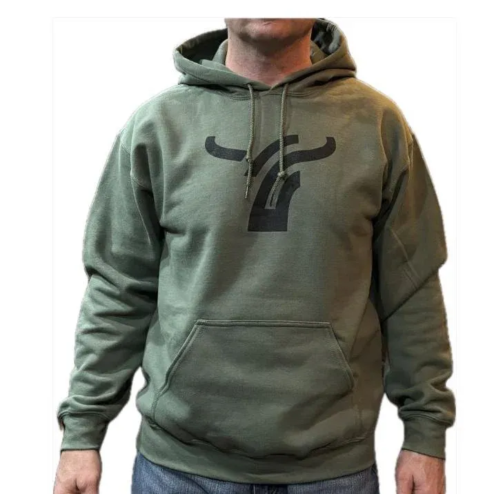B8 Ranch Apparel Men's Long Sleeve Large Logo Hoody - Military Green
