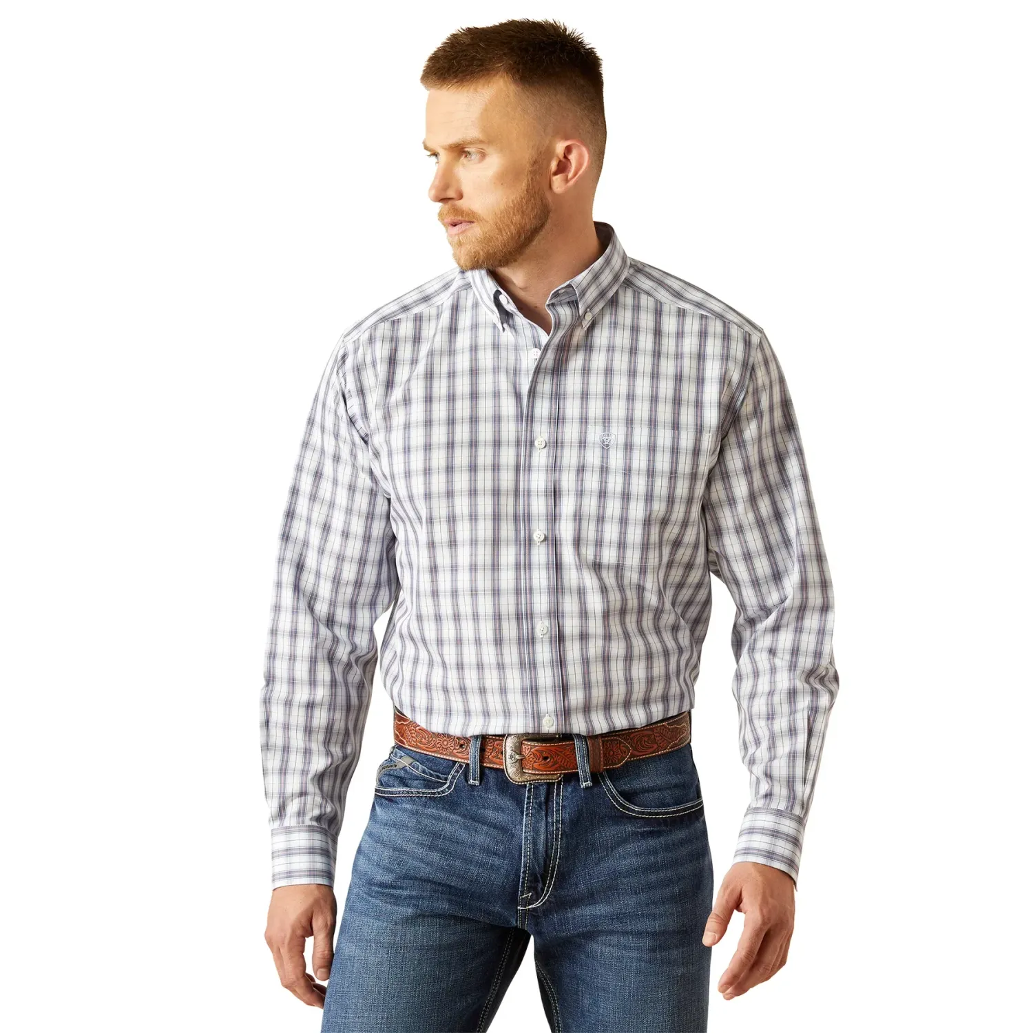 Ariat Men's Wrinkle Free Dalton Long Sleeve Classic Fit Shirt - Dark Blue, Size: 3XL