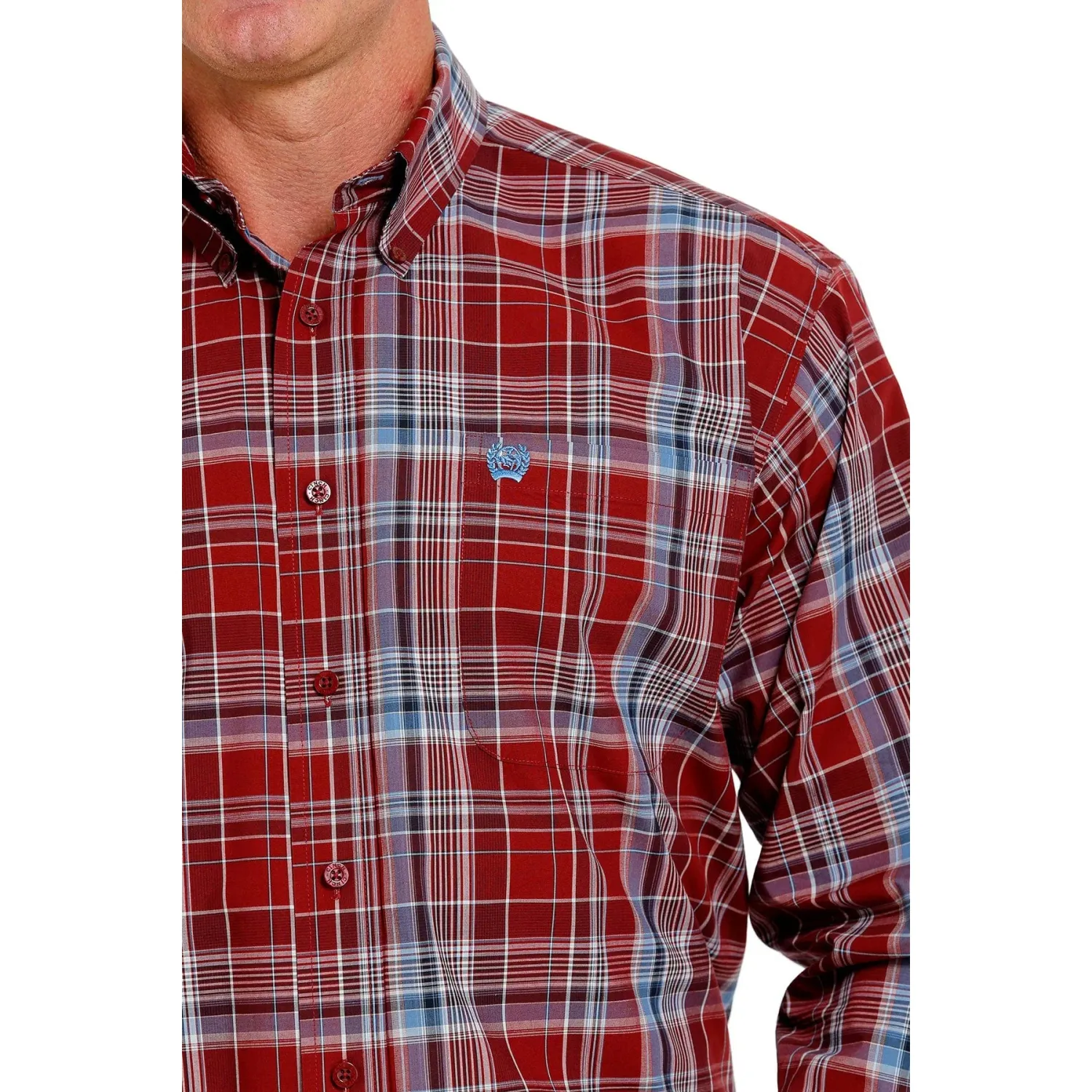 Cinch Men's Long Sleeve Plaid Shirt - Red
