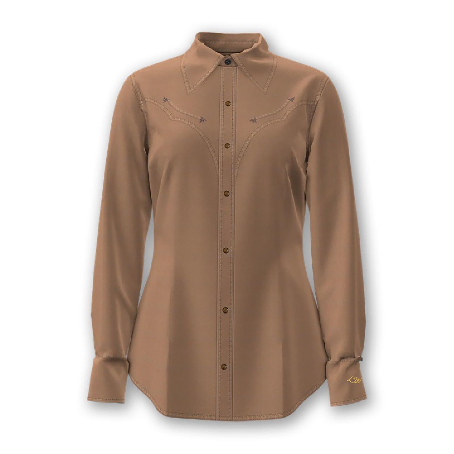 Wrangler Women's Long Sleeve Lainey Wilson Satin Shirt- Gold