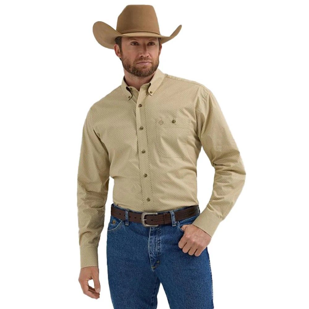 Wrangler Men's George Strait Long Sleeve Shirt - Tan