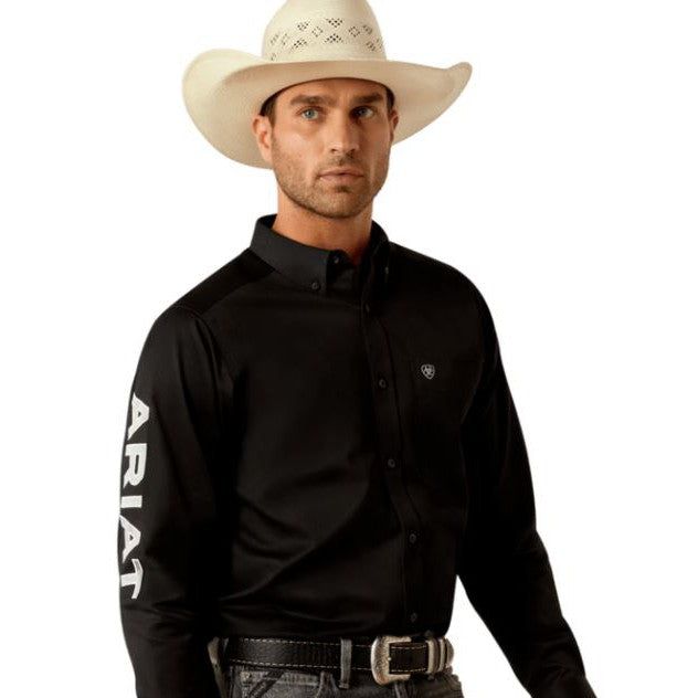 Ariat Men's Team Logo Twill Classic Fit Shirt - Black/Grey
