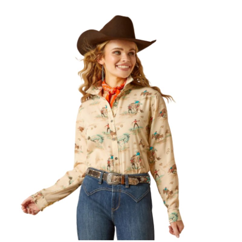 Ariat Women's Homestyle Long Sleeve Retro Ranch Print Shirt