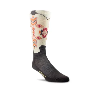 Ariat Women's Western Boot Mid Calf Everyday Performance Wool Socks, Color: Chocolate/Tan, Size: M