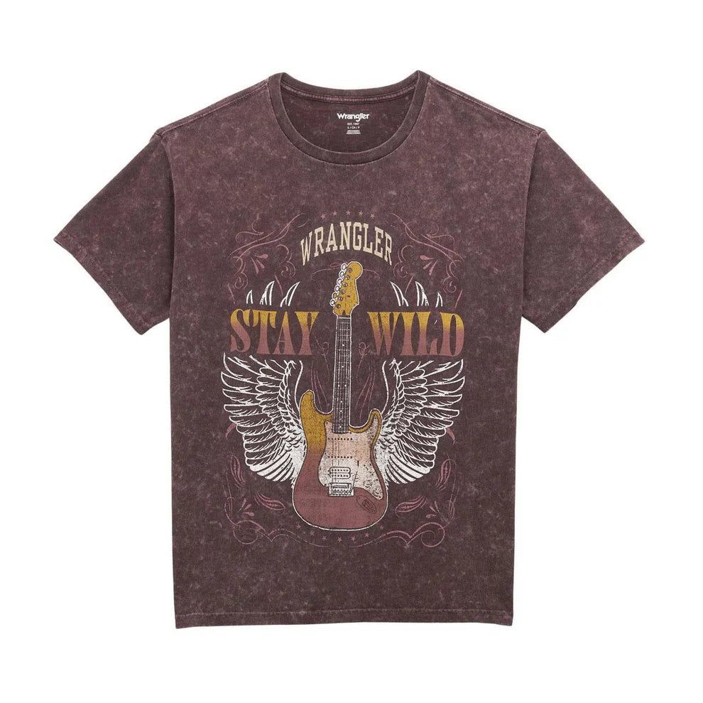 Wrangler Women's Oversized Wild Guiltar Tee Shirt- Fudge