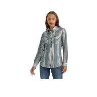 Wranglers Women's Western Long Sleeve Dress Snap Shirt - Grey