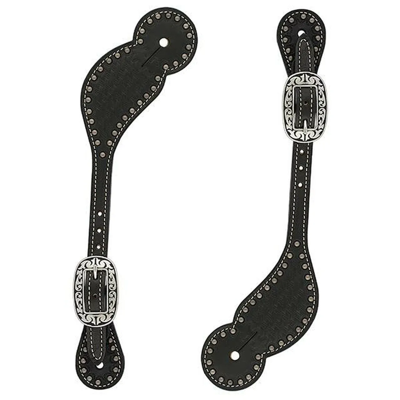Weaver Leather Basketweave Bridle Leather Spur Straps Regular, Color: Black