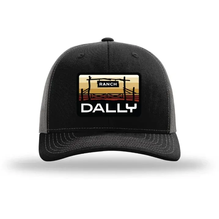 Dally Up Caps Dally Ranch Center Patch - Multiple Colors, Colour: Black/Charcoal