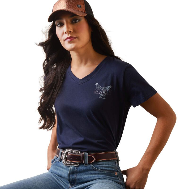 Ariat Womens REAL Mama Hen Tee - Navy Eclipse