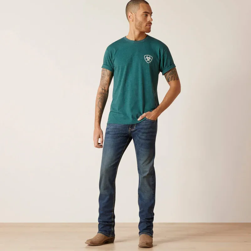 Ariat Men's Western Wheat T-Shirt - Dark Teal Heather